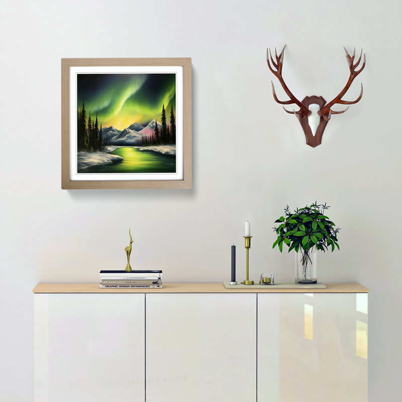 Northern Lights Realism No.2 - Framed Print, Oak