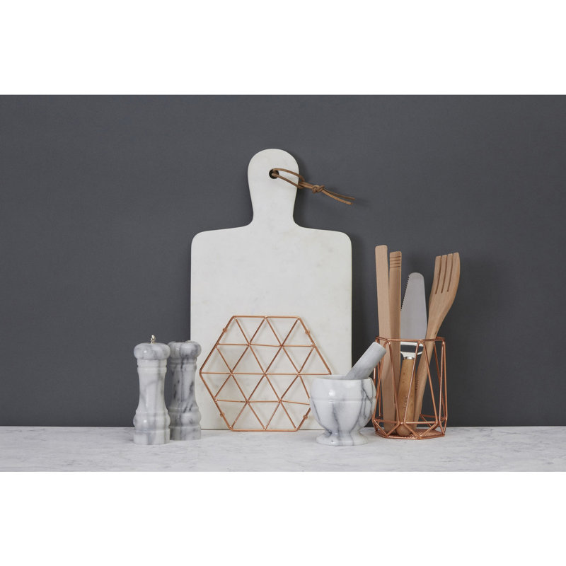 Metal Utensil Crock, Brown