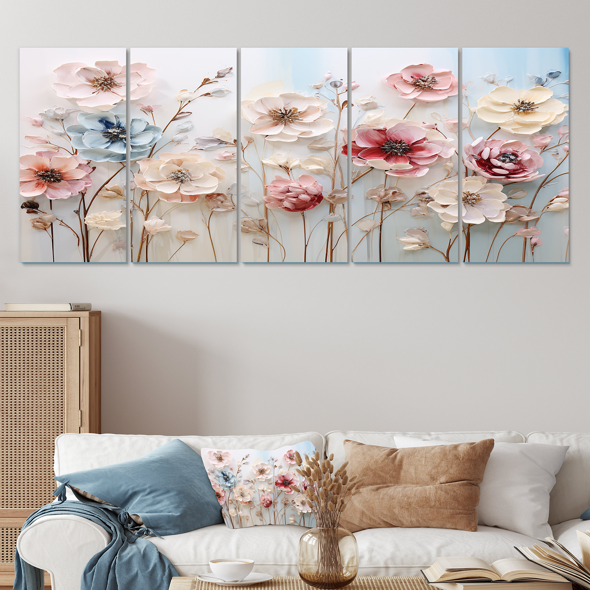 Red Barrel Studio® White And Pink Floral Wonderland - Flowers 5 Piece ...