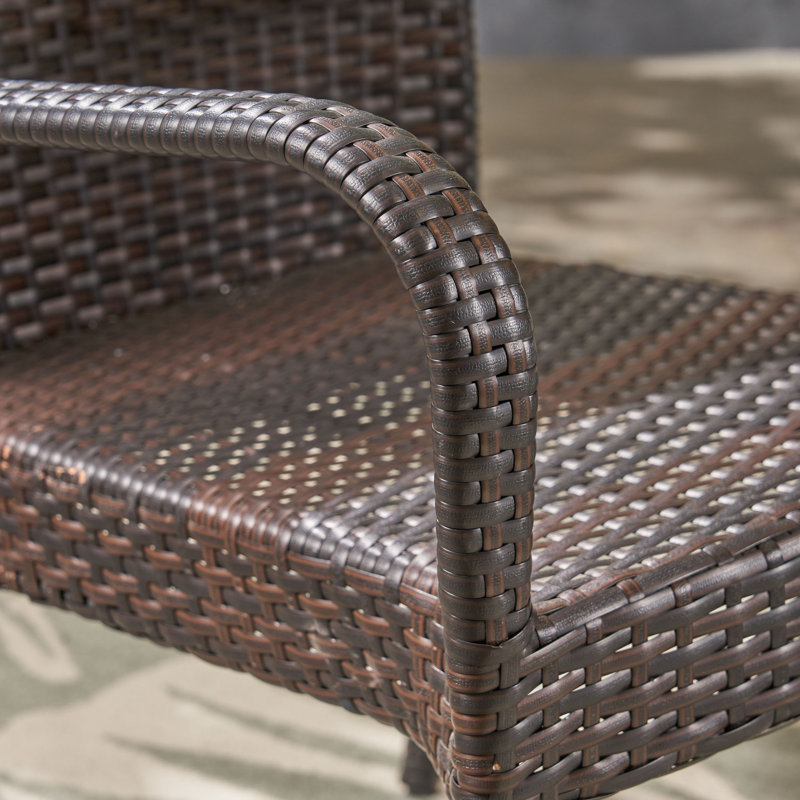 Teak and Wicker 6-Person Outdoor Dining Set with Iron Frame
