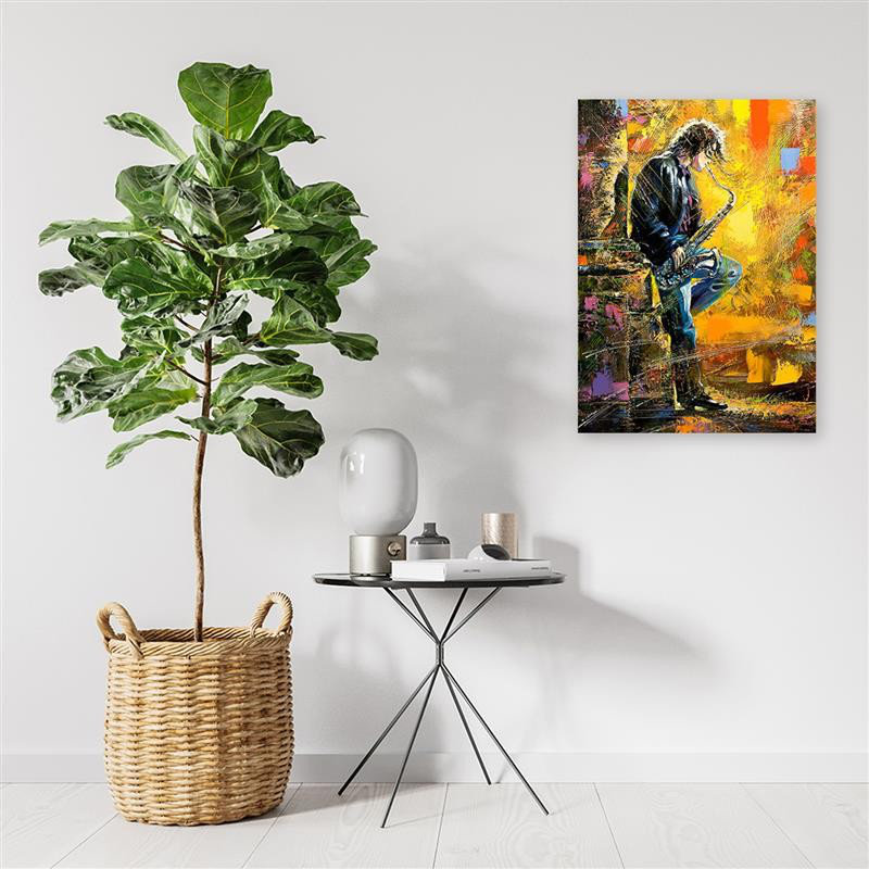 Musician With Saxophone - Wrapped Canvas Print, 100cm H x 70cm W