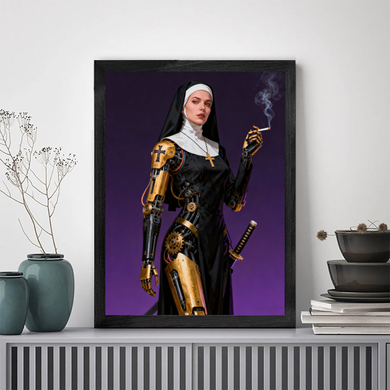 Reproduction d'art encadré noir rétro, H 11 po x l 9 po