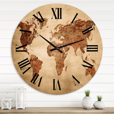 Ancient Map of The World VII - Vintage wall clock