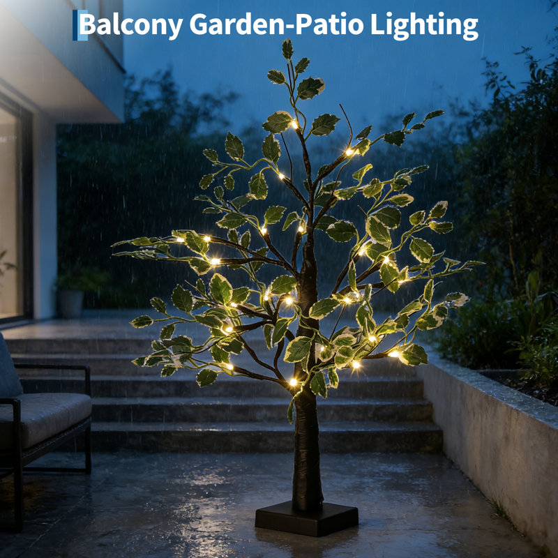 2 Pack 23.6 Inch Lighted Eucalyptus Tabletop Tree, 24 Warm White LED Lights, USB & Battery Powered Bendable Artificial Eucalyptus Tree with Timer, Mini Artificial Tree for Home Wedding Christmas Table