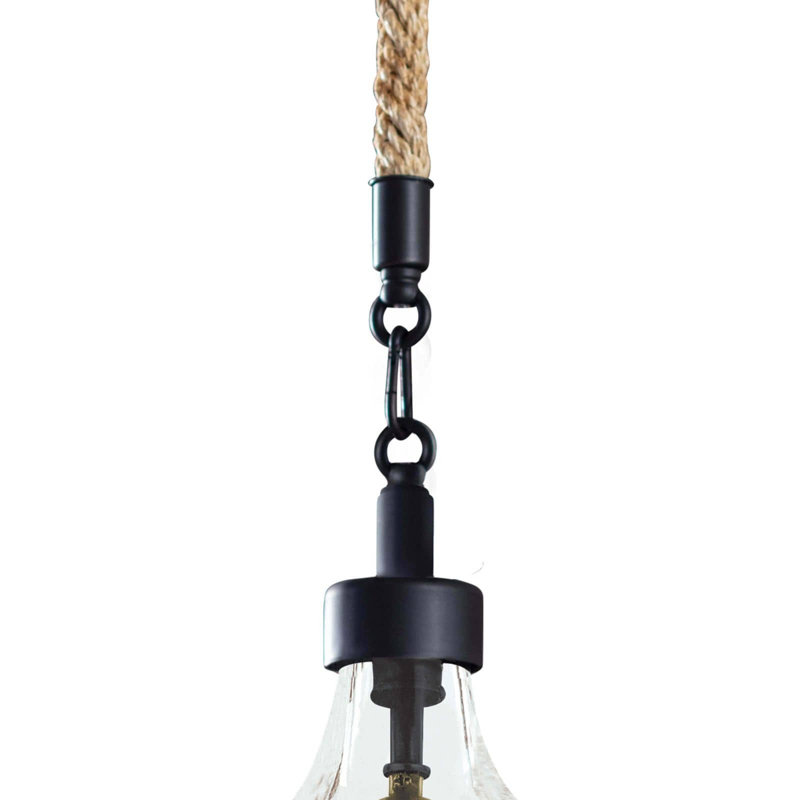 Rustic Bronze Teardrop Mini Pendant with Clear Glass Shade