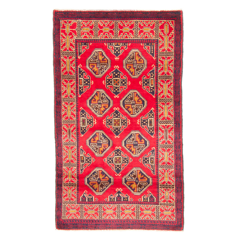 Tapis rouge Teimani 2 pi 9 po x 4 pi 9 po