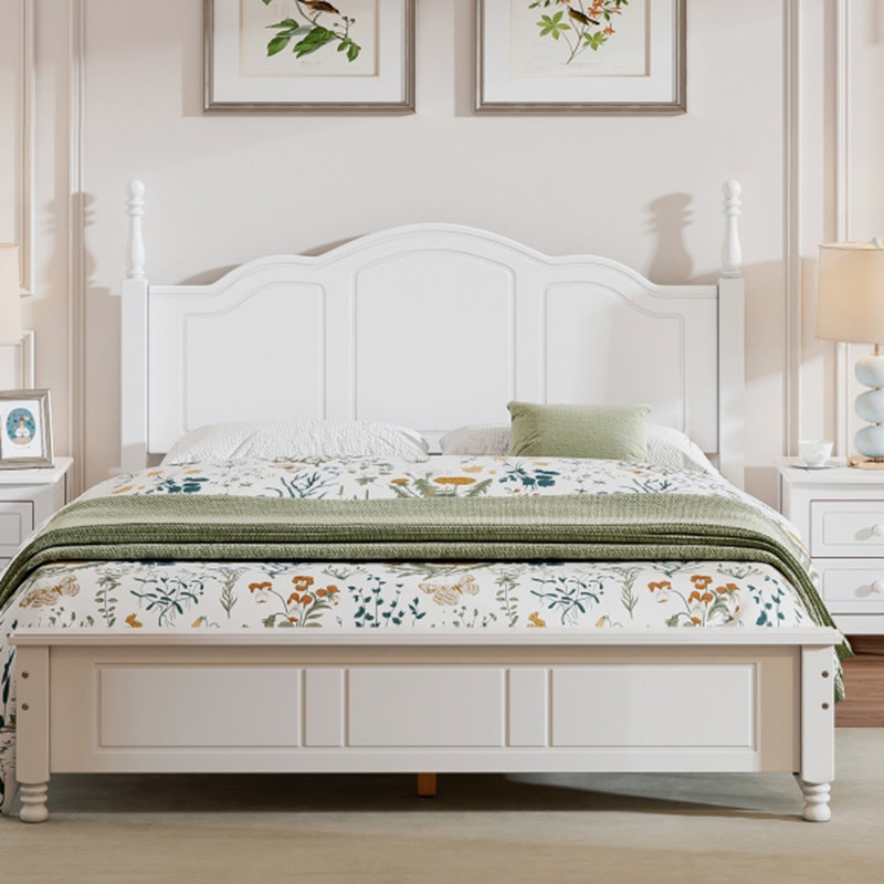 Base de lit plateforme en bois, lit plateforme de style rétro avec support en lattes de bois