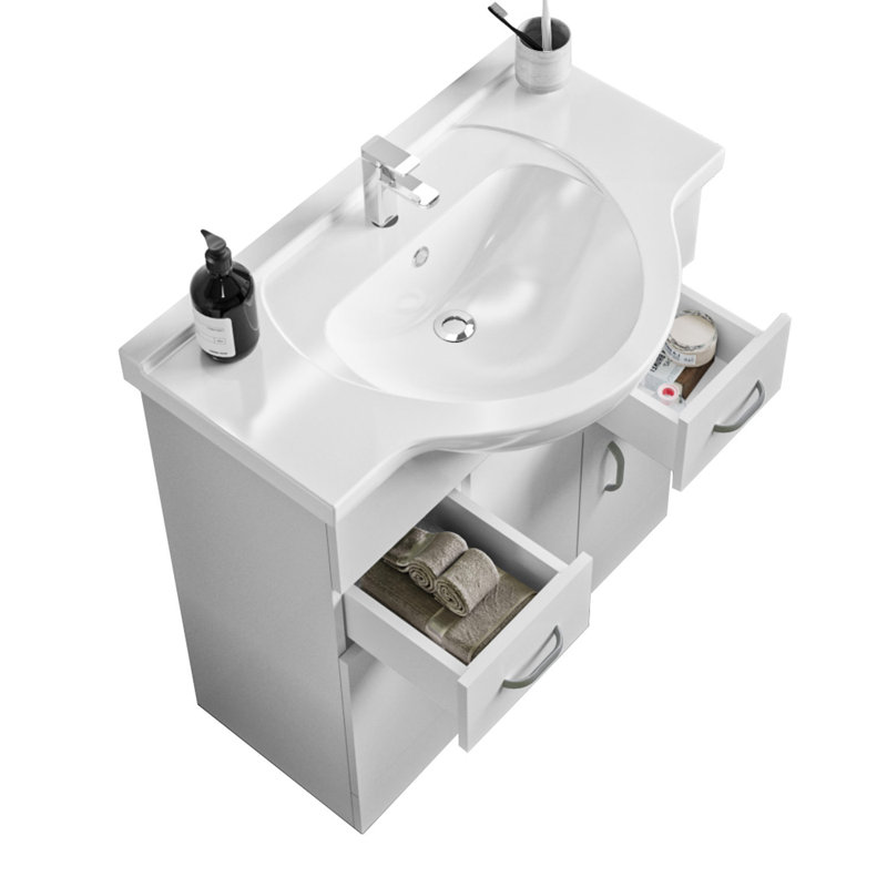 Alizandra 725 mm Freestanding Combined Vanity Unit with Drop In Ceramic Basin