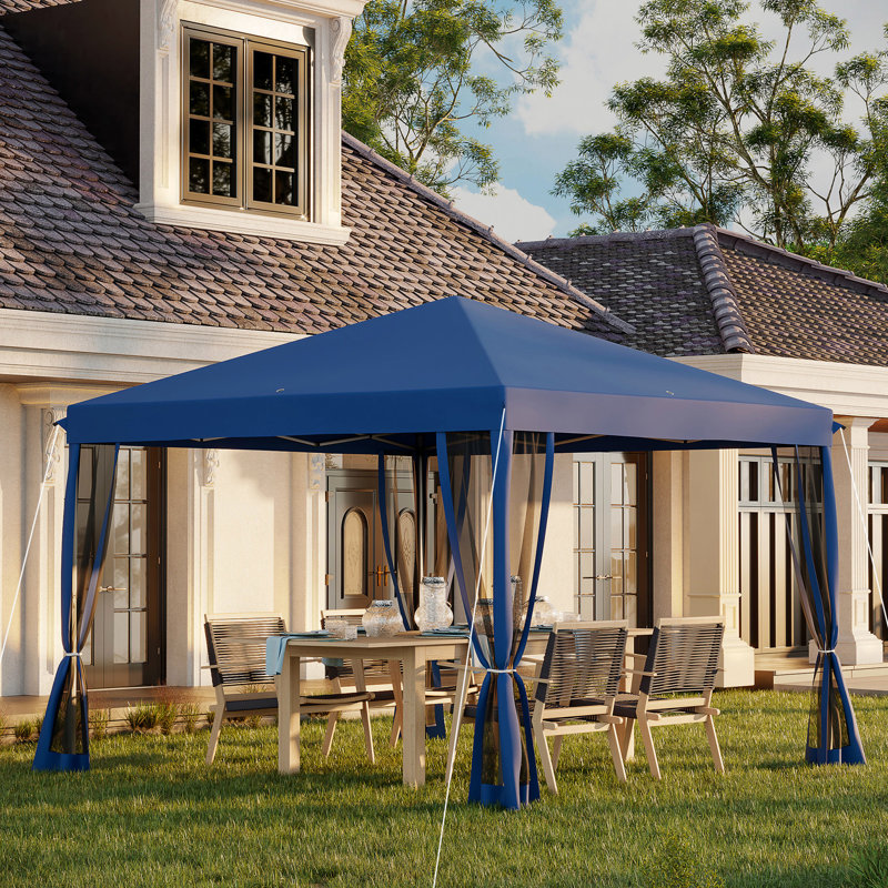 Auvent 10 'X avec filet. Abri instantané pour le camping en plein air. Bleu, réglable en hauteur, convient à une tente de 10 personnes pour un voyage dans les îles bleues. Peut accueillir
