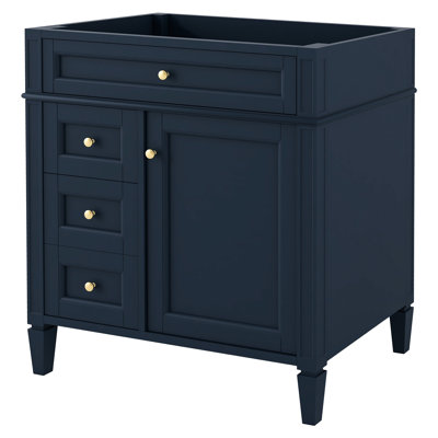 Meuble-lavabo de 30 po au design moderne, 3 tiroirs avec tiroir coulissant, rangement pour porte d'armoire, tablette réglable, glissières de tiroir en métal lisse, rangement divers, pieds romains, texturé