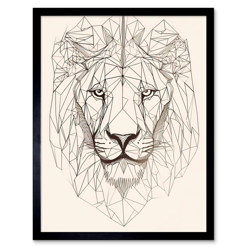 Lion Head Polygon Line Portrait - Single Picture Frame Print
