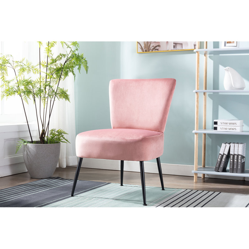 Bohn Velvet Slipper Chair, Pink