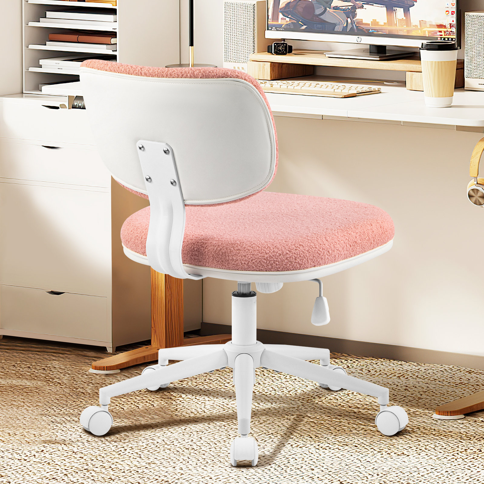 Ebern Designs Upholstered Armless Task Chair Ergonomic Home Vanity ...