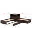 Lit plateforme simple en forme de L avec armoires de rangement, bureau, lit gigogne et éclairage à DEL-1338655201