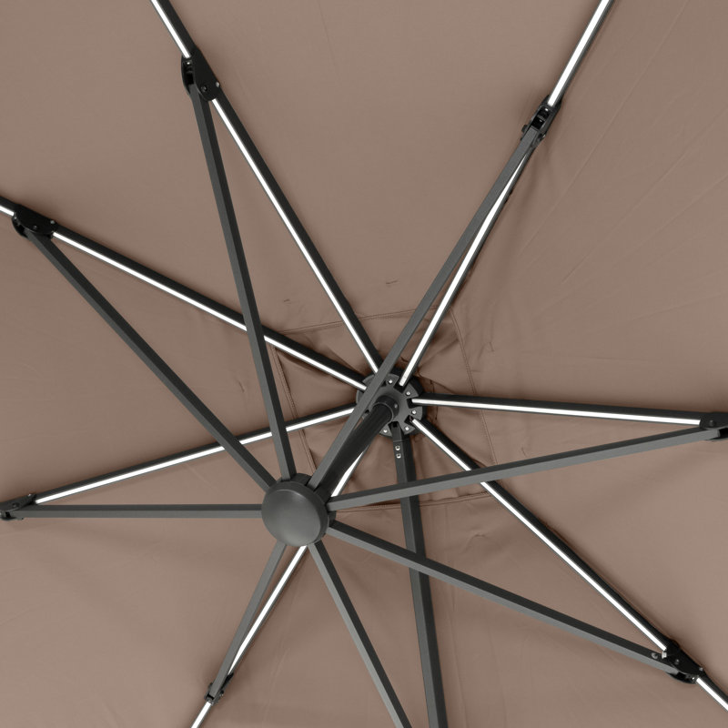 Aariyana 3m LED Lighting Square Parasol, Taupe, Anthracite
