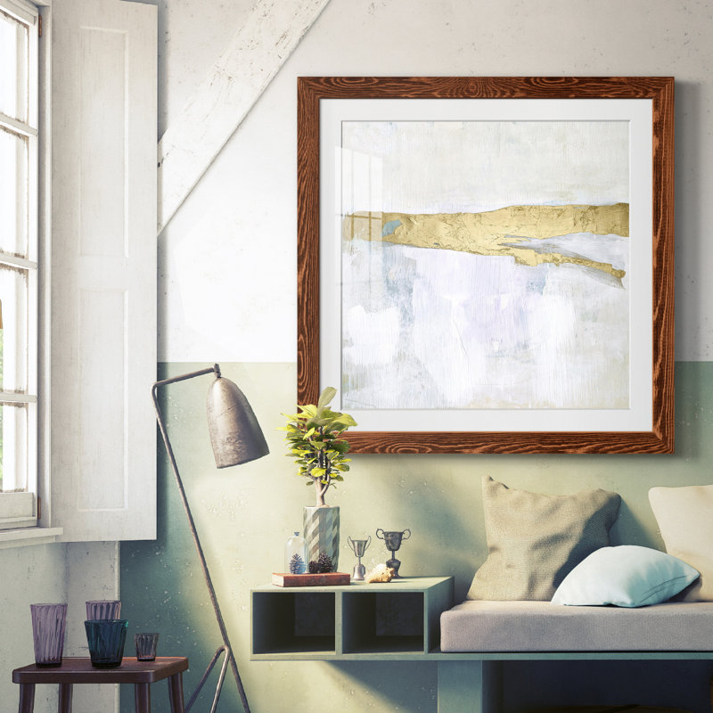 «Gold Ribbon Horizon II», reproduction encadrée de qualité supérieure - prête à être accrochée, H 17 po x l 17 po x P 1,5 po