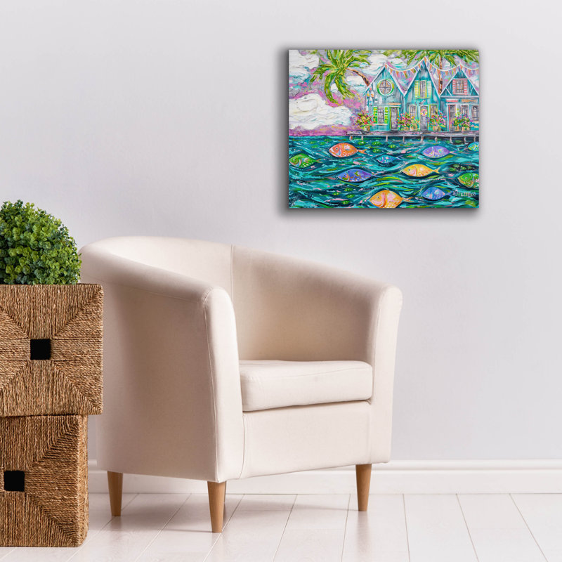 «Lark Manor», «Dock Of The Bay» par Estelle Grengs, art mural sur toile, H 20 po x l 24 po x P 0,75 po