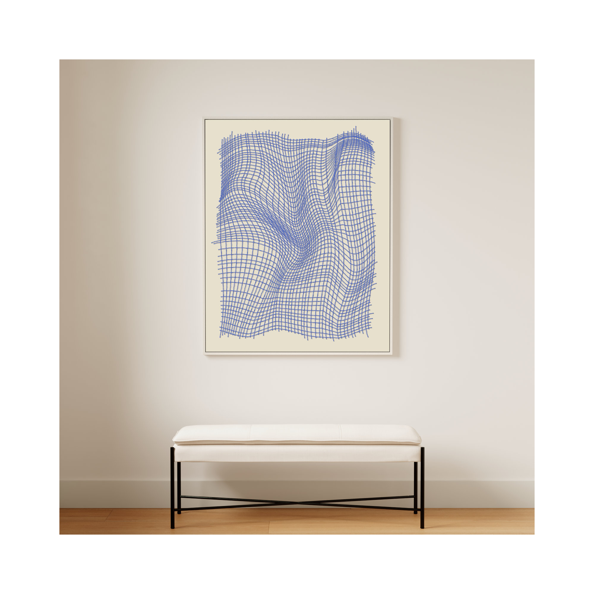Netting 4 by Jacques Pilon, 50" H x 40" W x 1.25" D, White Single Structure Framed Canvas