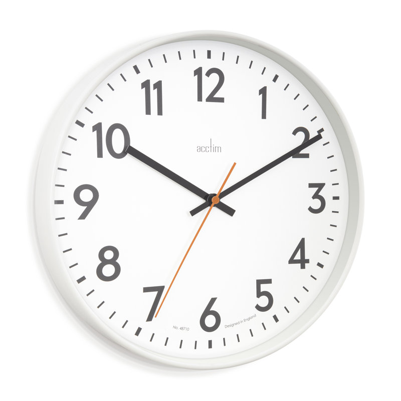 Acctim Modern Bright 30cm Wall Clock Tangerine Dream, White
