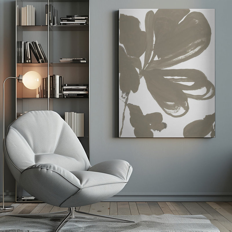 Taupe géant floral 1, H 36,5 po x l 47 po