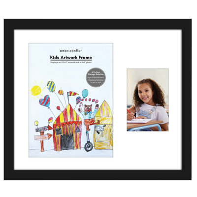 13.5x16 Kids Art Frame with Two Openings - One 8.5x11 Picture Frame for Kids Art Display and One 4x6 Picture Frame