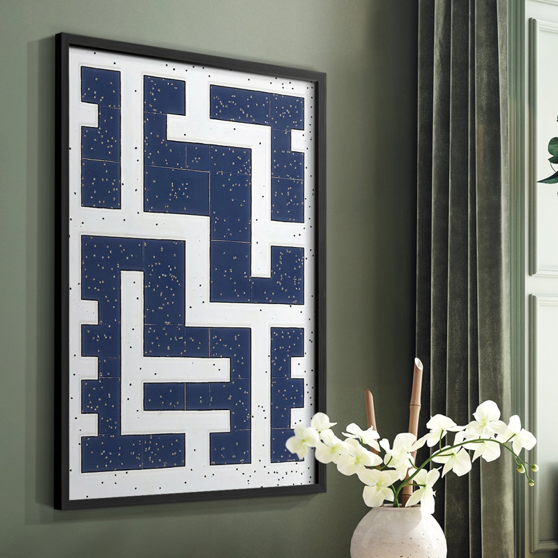 Abstrait CVII, reproduction encadrée - prête à être accrochée - fabriquée aux États-Unis, H 10 po x l 8 po, Noir