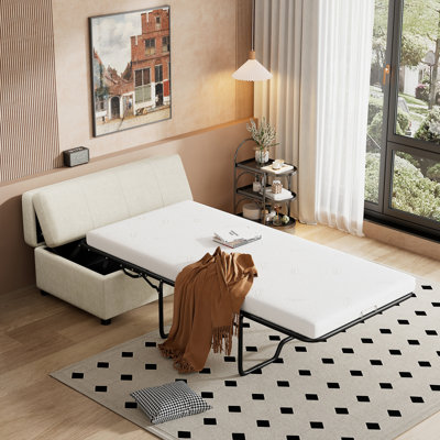 Lit simple escamotable avec repose-pieds et lit d'invité convertible avec matelas