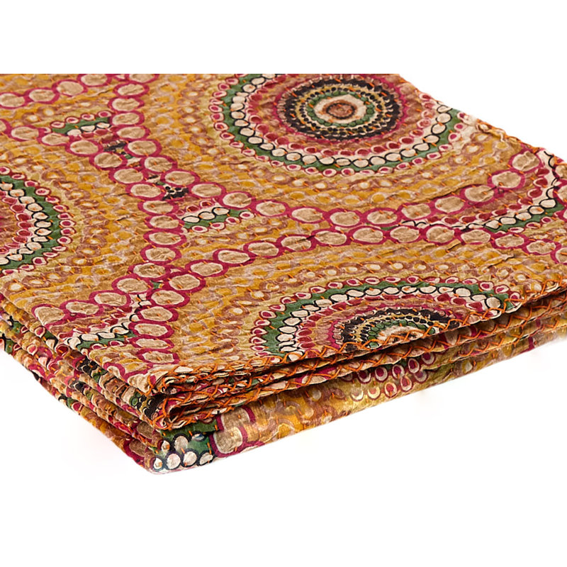 KANTHA COTTON Quilted Throw Blanket