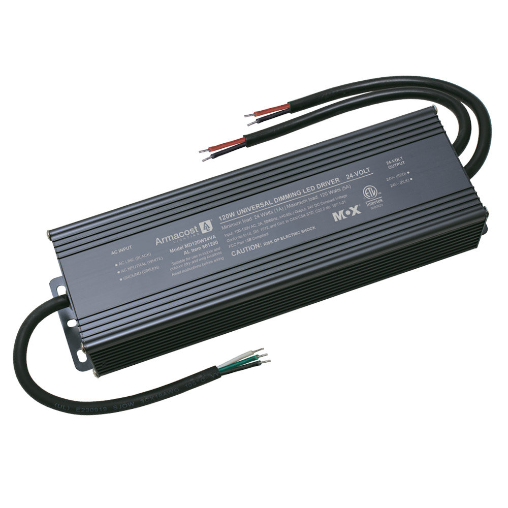 Universal Dimmable LED Driver 24V DC, 120W Electronic Transformer TRIAC Armacost Lighting
