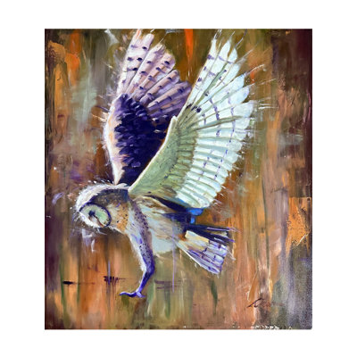 "Ascent Flying Bird", peinture à l'huile sur toile par Charulata Sridhar - Art mural nature dynamique pour décoration intérieure moderne Boho