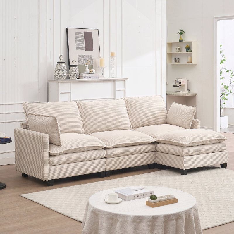 Canapé modulaire rembourré 3 places avec repose-pieds