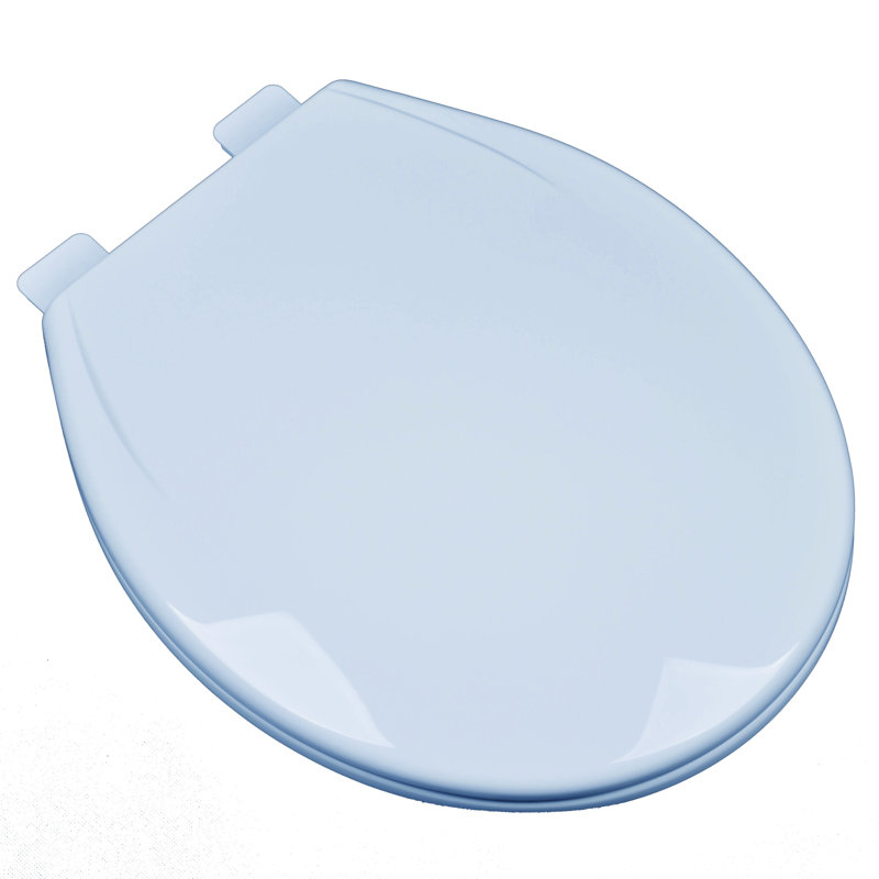 Siège de toilette en plastique rond contemporain à fermeture lente, Bleu de Dresde