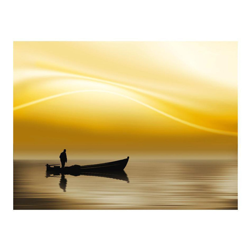 Mur de pêche au coucher du soleil, L 106 po x l 137 po