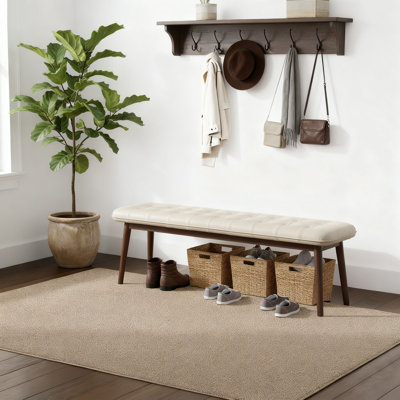 Modern Elegant Faux Leather Upholstered Bench Entryway Bench Bedroom End of Bed Bench Dining Bench by George Oliver
