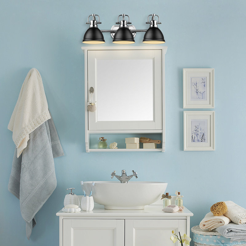Éclairage pour salle de bain Drakeford, Chrome chrome, Noir mat, Trois lumières