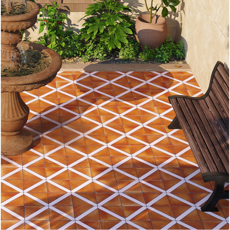 Sentier 8" x 8" Porcelain Wall & Floor Tile, Brown/White/Blue