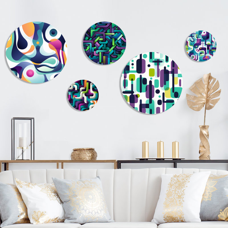 Corenna - ensemble d'art mural moderne géométrique rond de 5