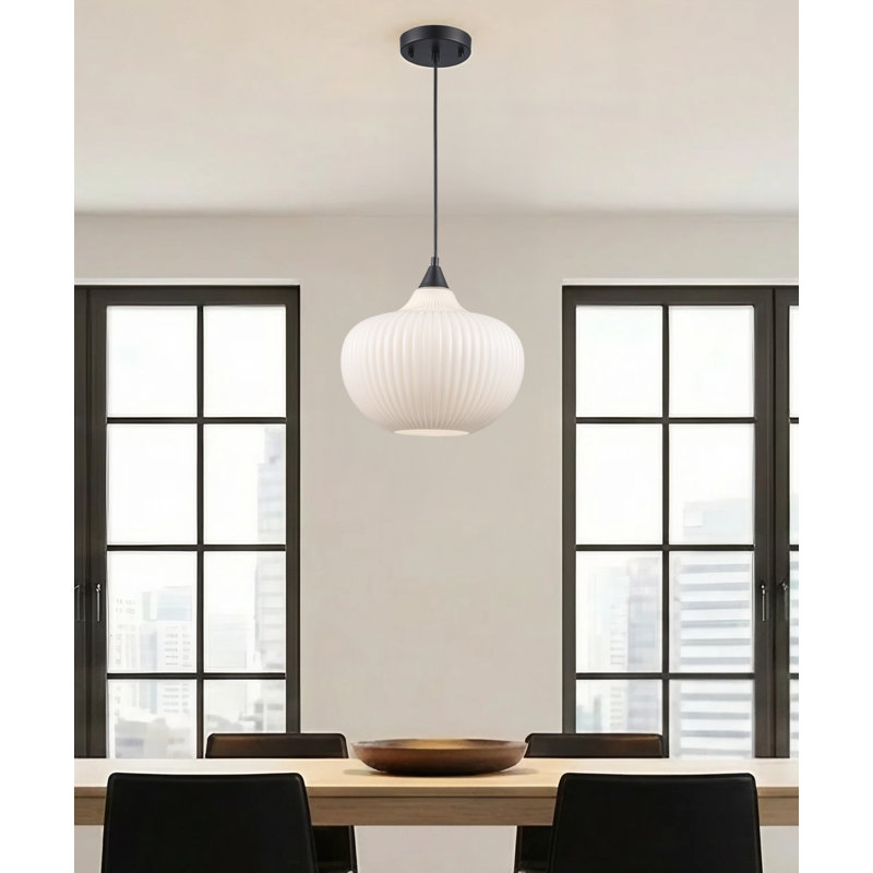 Luminaire suspendu en verre à 1 lumière à intensité variable Collina, Noir