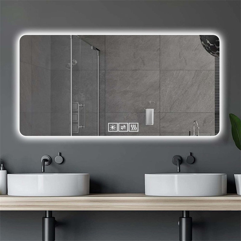 Miroir de salle de bain 28 po x 60 po à DEL avec éclairage à intensité variable tricolore et désembuage à une touche, conception rétro-éclairée résistante à la corrosion