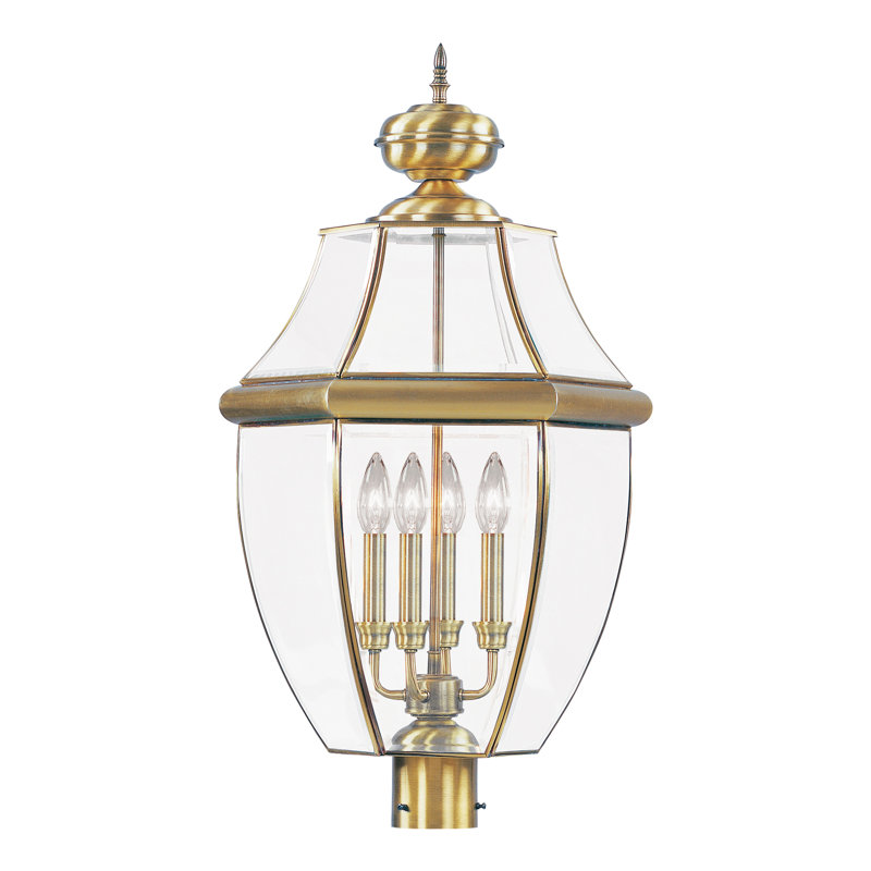 Tête de lanterne câblée 1 lumière Arelene, H 29 po x l 16 po x P 16 po, Laiton antique