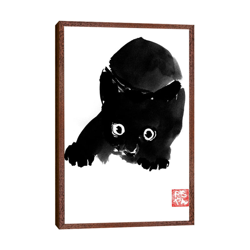 Fear by Péchane - Print on Canvas, 66.04 cm H x 45.72 cm W, Classic Brown Wood Framed