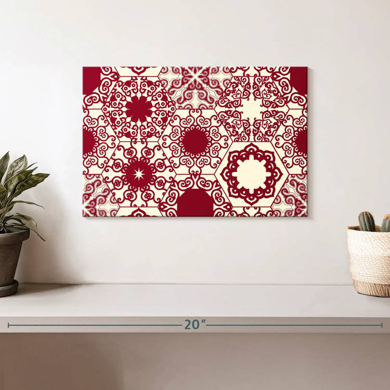 Kerner Red Hexagon Patterns, 8" H x 12" W