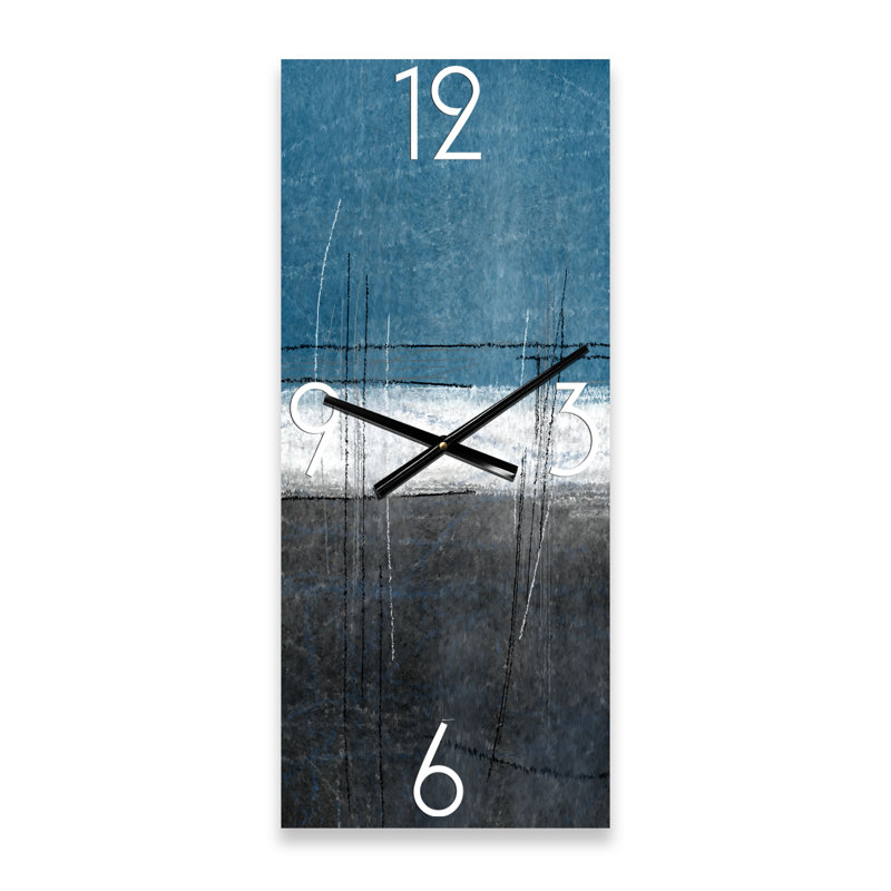 Bleu sarcelle rencontre l'art abstrait gris - horloge murale moderne, Petit