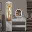 Armoire-penderie à 5 tiroirs avec 3 tiroirs de couleur et d'éclairage réglables, ensemble de coiffeuse avec miroir et lumières, blanc