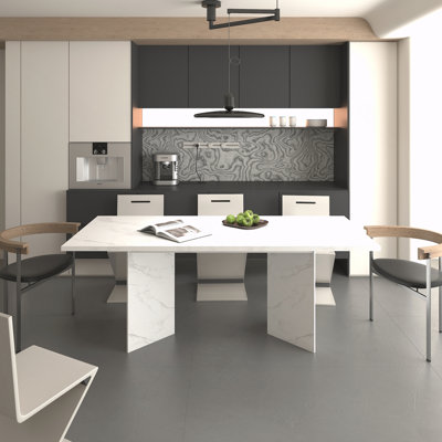Extendable Dining Room Table, Modern Wooden Long Large Rectangular Expanding Conference Kitchen Table