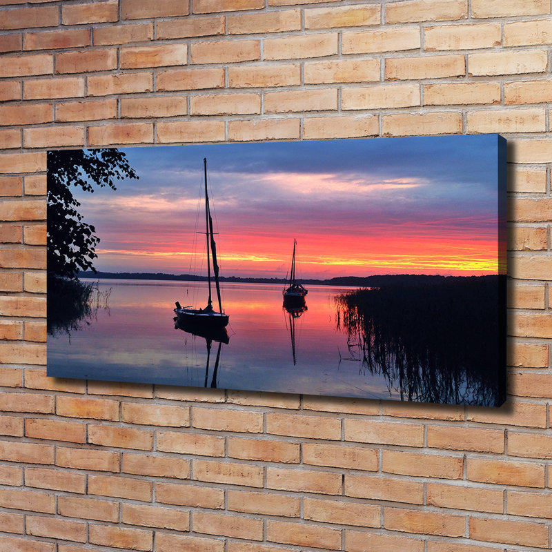 Sailboats At Sunset - Wrapped Canvas Print