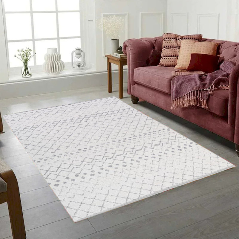 Tapis gris et blanc Aura, Rectangle 2 pi x 3 pi