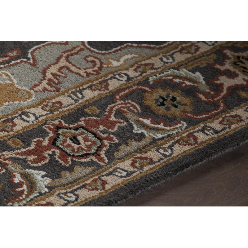 Bajrang Grey Area Rug, Rectangle 9' x 13'