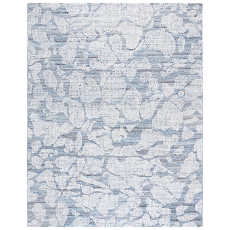 Soho 660 Hand Tufted Wool/Viscose/Cotton Abstract Rug in Blue/Ivory, Rectangle 8' x 10'