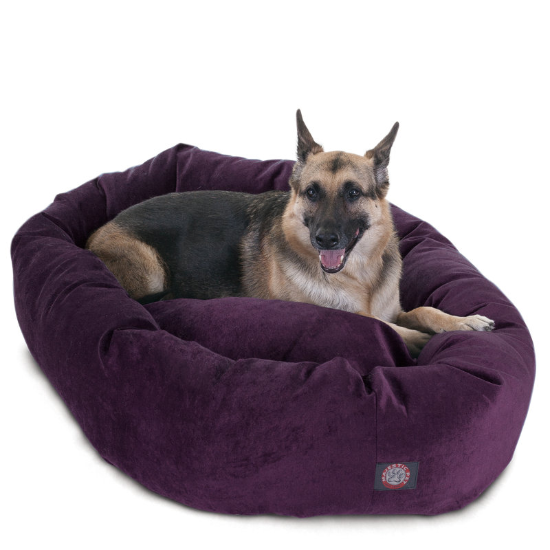 Lit ovale pour animal de compagnie, Très grand (l 35 po x P 52 po x H 11 po), Aubergine